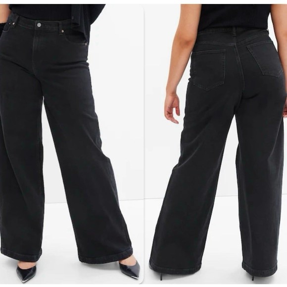 GAP High Rise Stride Jeans Dark Wash Stretch High Waisted Wide Leg 32 14 - Picture 12 of 12
